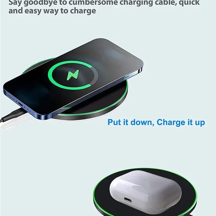 60W Wireless Charger Fast Charge Pad for iPhone 16 15 14 Pro Max Samsung Galaxy S24 S23 S22 S20 Xiaomi Wireless Charging Station